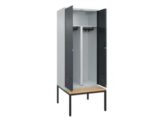 PBM-locker met bank,HxBxD 2120x800x815mm,2vak,vak B 400mm,cil.-slot - 2