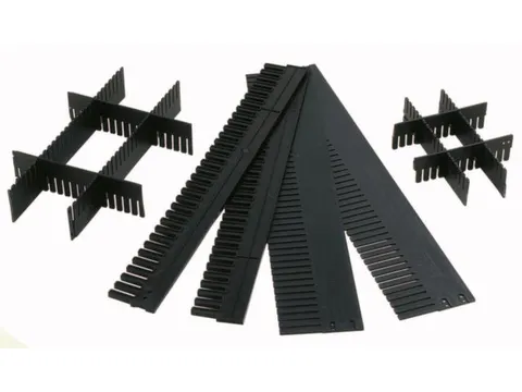scheidingskammen,v. stapelbak,HxL 40x1150mm,dikte 5mm,PP,antraciet