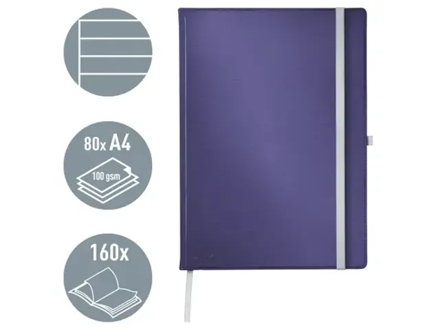 Carnet de notes Leitz Style A4 ligné couverture rigide bleu titane