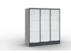 lockerkast cil.slot 1255x1150x540mm 3x3 vakken RAL7021 front RAL7035