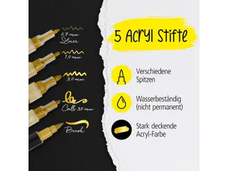 Acrylmarker Online lettering 5 breedtes goud - 6