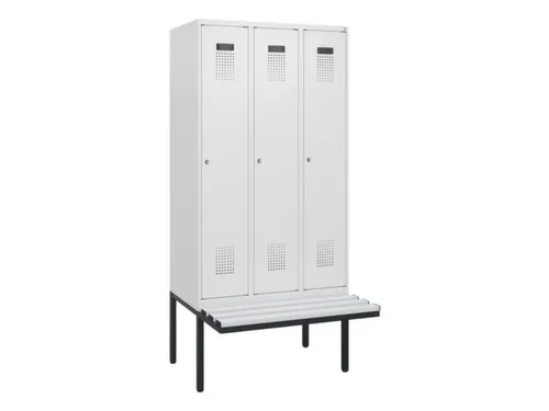 locker met bank,HxBxD 1950x900x815mm,3vak,vak B 300mm,cilinderslot
