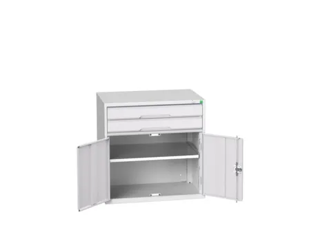 ladekast HxBxD 800x800x550mm 2laden 2deuren RAL7035 front RAL7035