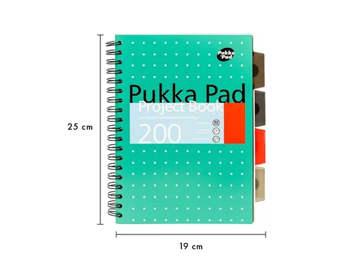 Projectboek Pukka Metallic B5 lijn 4-tabs 200 pagina's 80 gram groen
