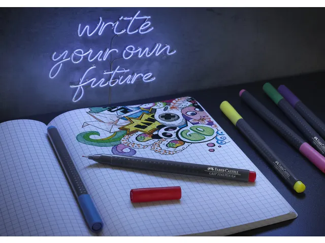 Fineliner Faber-Castell Grip 0,4mm etui 5 stuks basic assorti