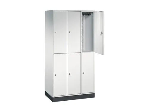Dubbeldekse garderobekast,RAL 7035,HxBxD 1950x920x500mm,3x2vak.