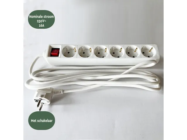 Stekkerdoos BRASQ 6 voudig 1.4 meter wit