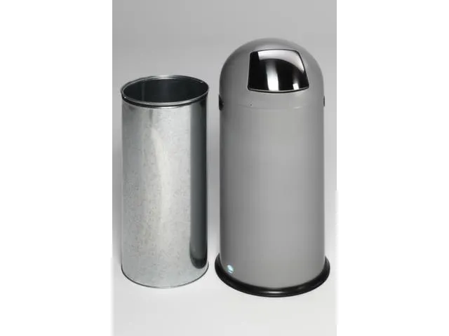 Push Afvalbak Staalplaat 33 Liter Hxd 690x375mm Zilver