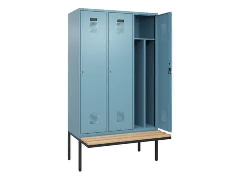 locker met bank,voor scheiding van kleding,HxBxD 2120x1200x815mm,3vak