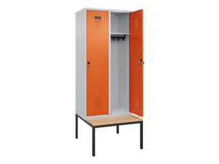 locker met bank,HxBxD 2120x800x815mm,2vak,vak B 400mm,draaigrendel - 2