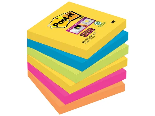 Memoblok 3M Post-it 654-SSRO Super Sticky 76x76mm Rio Assorti