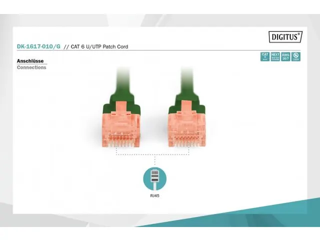 CAT 6 U-UTP patchkabel Cu LSZH AWG 26/7 Lengte 1m Groen