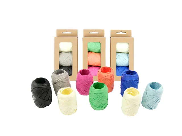 Lint raffia assorti: oranje, groen & roze