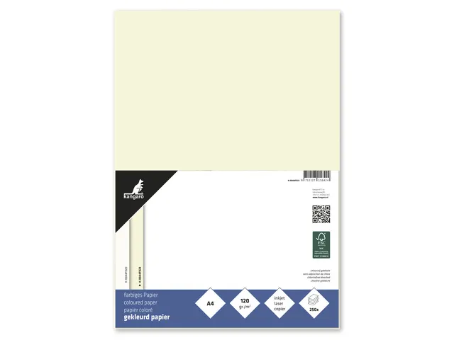 Papier Kangaro A4 120grs ivoorwit pak 250 vel