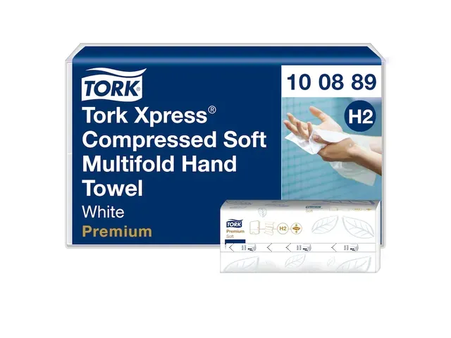 Handdoek Tork 100889 H2 Xpress compressed Premium 2-Laags Wit Pallet