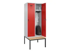 locker met bank,HxBxD 2120x800x815mm,2vak,vak B 400mm,draaigrendel