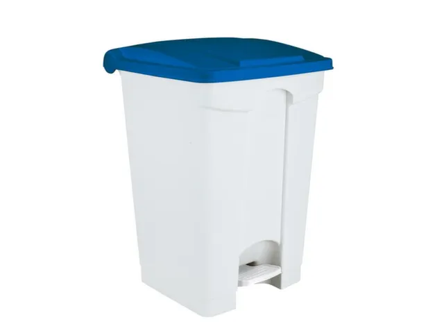 Contitop,afvalbak met pedaal 45L wit/blauw
