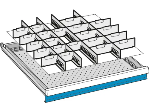 Indelingsmateriaal Front H 50mm 4gesleufde Lengte/21dwarsverdelers