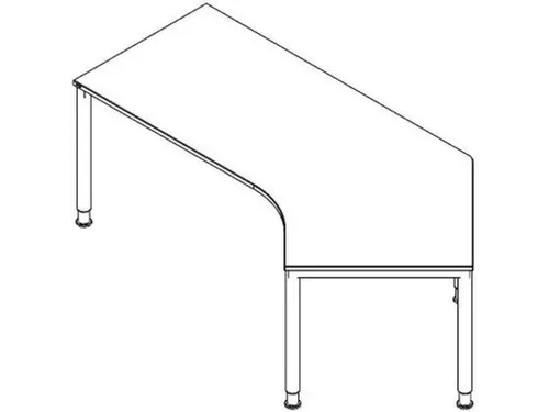 In hoogte verstelbaar hoekbureau 680-820x2170x1130mm esdoorn alu