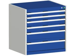 ladekast HxBxD 800x800x650mm 6laden romp RAL7035 front RAL5010 - 1