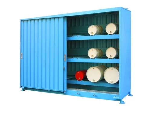 Stellingcontainer Gevaarlijke Stoffen Max. 24X200L Vaten Liggend