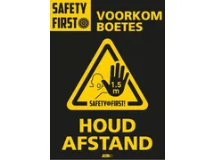 Deursticker A4 Djois "Houd afstand" 200 x 300 mm geel 2 stuks