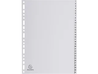 tabbladen numeriek 1-31 A4 PP 31-delig grijs 18-gaats - 3