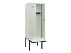 locker met bank,HxBxD 1950x600x815mm,2vak,vak B 300mm,draaigrendel