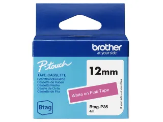 Brother BTAG-P35 labelprinter tape Wit op roze - 1