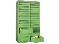 ladekast HxBxD 1800x1000x500mm 28laden RAL7035 front RAL5012