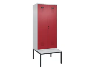 PBM-locker met bank,HxBxD 2120x800x815mm,2vak,vak B 400mm,draaigrendel - 2