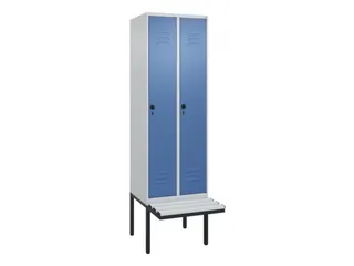 locker met bank,HxBxD 2120x600x815mm,2vak,vak B 300mm,draaigrendel - 1