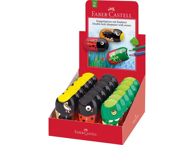 puntenslijper en gum Faber-Castell diermotieven 18 stuks | FaberCastellShop.nl