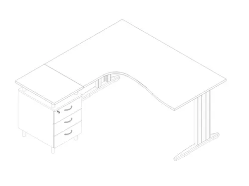 bureauset bureau staand ladeblok links 730x1600x1650mm C-voet wit