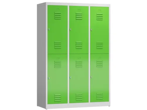 Dubbeldekse garderobekast 1800x1185x500mm 3x2vak 400mm RAL7035 RAL6018