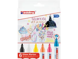 Viltstift edding 95 glasbord assorti incl wit en zwart