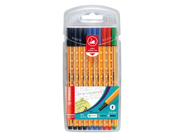Fineliner STABILO point 88/10 Office fijn assorti etui à 10 stuks