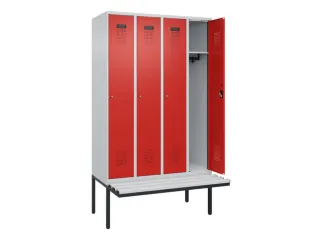 locker met bank,HxBxD 2120x1200x815mm,4vak,vak B 300mm,cilinderslot - 1