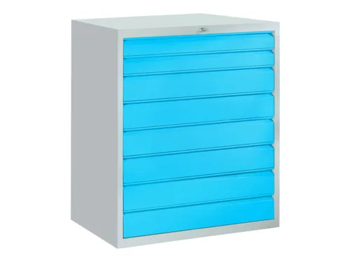 ladekast 1200x1023x600mm 8laden cilinderslot RAL7035 front RAL5010