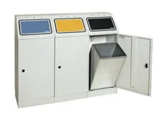 Afvalverzamelstation 3x45 Liter Romp Ral 7035 Ral 5010/ral7016/ral1003