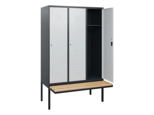 locker met bank,HxBxD 1950x1200x815mm,3vak,vak B 400mm,cil.-slot