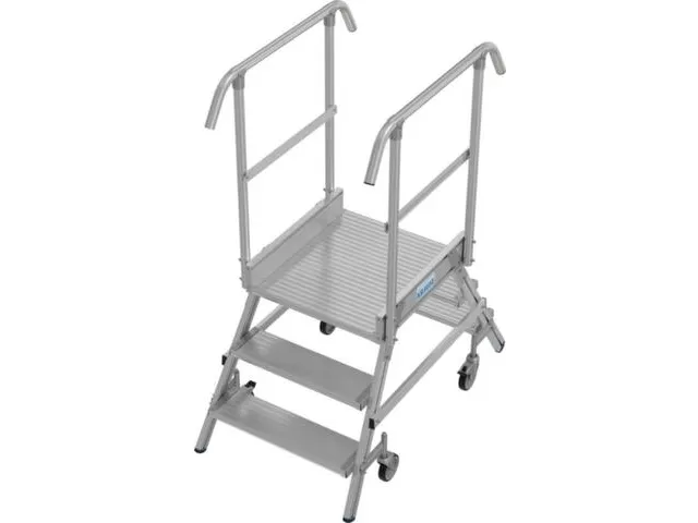 bordestrap,verrijdbaar,bordes H 0,75m,2x3treden,aluminium,4zwenkwielen