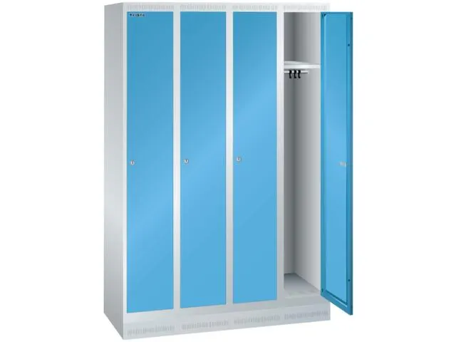 garderobekast,HxBxD 1800x1200x500mm,4vak,vak B 300mm,cil.-slot,sokkel