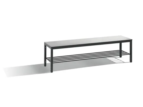 omkleedbank,HxLxD 438x1500x353mm,HPL zilvergrijs,frame staal RAL7021