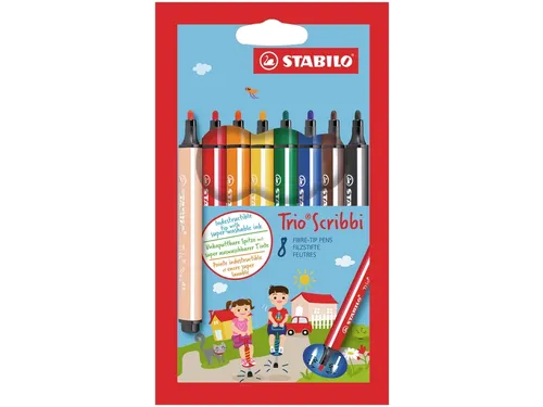 Viltstift Stabilo Trio Non Permanent Scribbi 368/8 8Stuks