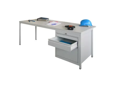 Bureau De Prestige Hxlxp 720X1700X80Mm 3Tiroirs À Droite Ral7035 Faç