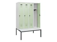 locker met bank,HxBxD 1950x1200x815mm,4vak,vak B 300mm,draaigrendel