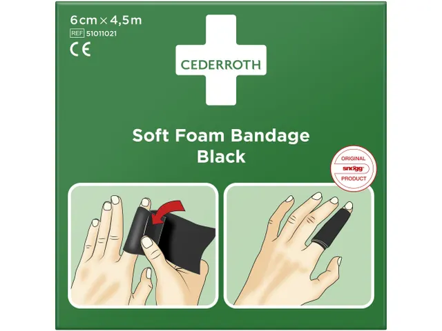 Cederroth 51011021 Soft Foam bandage Zwart 6cm x 4,5m 10 stuks