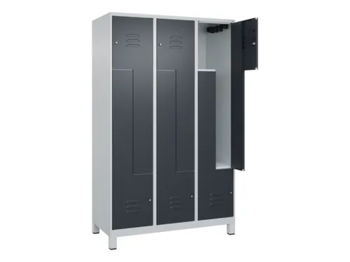 Z-garderobekast,HxBxD 1950x1200x500mm,vak B 200/400mm,cil.-slot,voeten