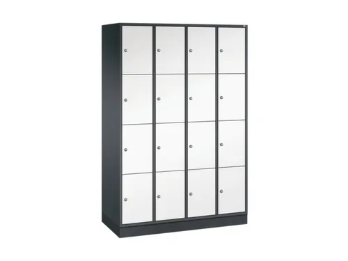 lockerkast,HxBxD 1950x1220x500mm,4x4vakken,cil.-slot,sokkel